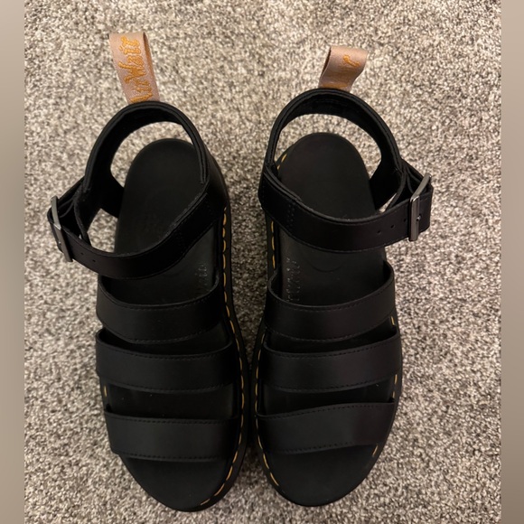 Black Doc Martens Blaire Hydro Leather Strap Sandals - Picture 3 of 8